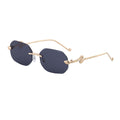 Rimless Octagon Sunglasses With Serpent Arms - C1