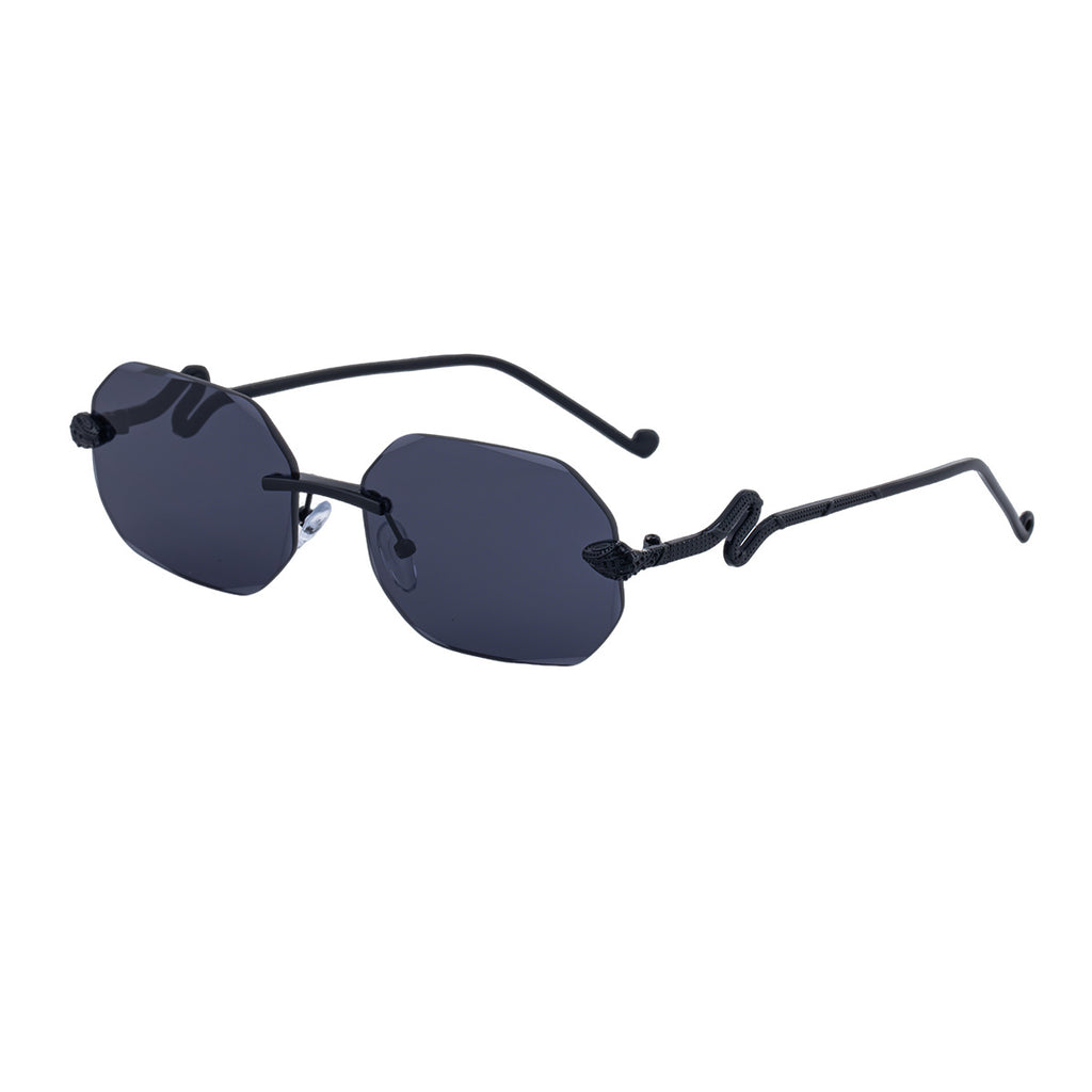 Rimless Octagon Sunglasses With Serpent Arms - C2
