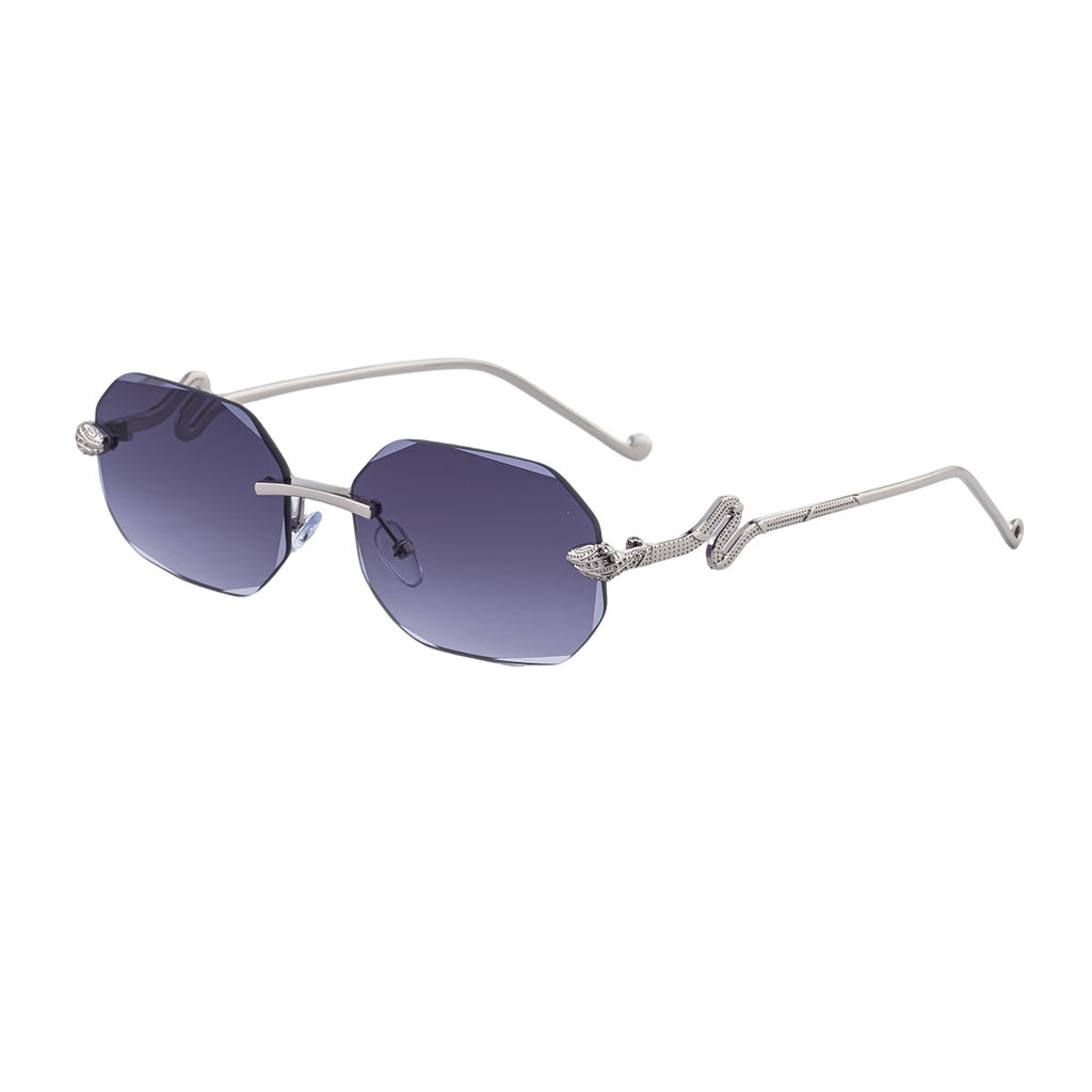 Rimless Octagon Sunglasses With Serpent Arms - C4