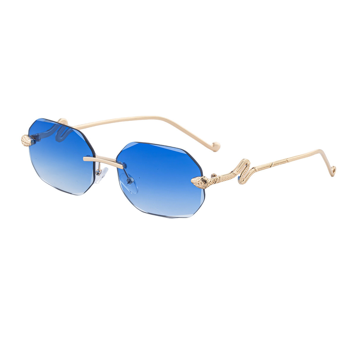 Rimless Octagon Sunglasses With Serpent Arms - C6