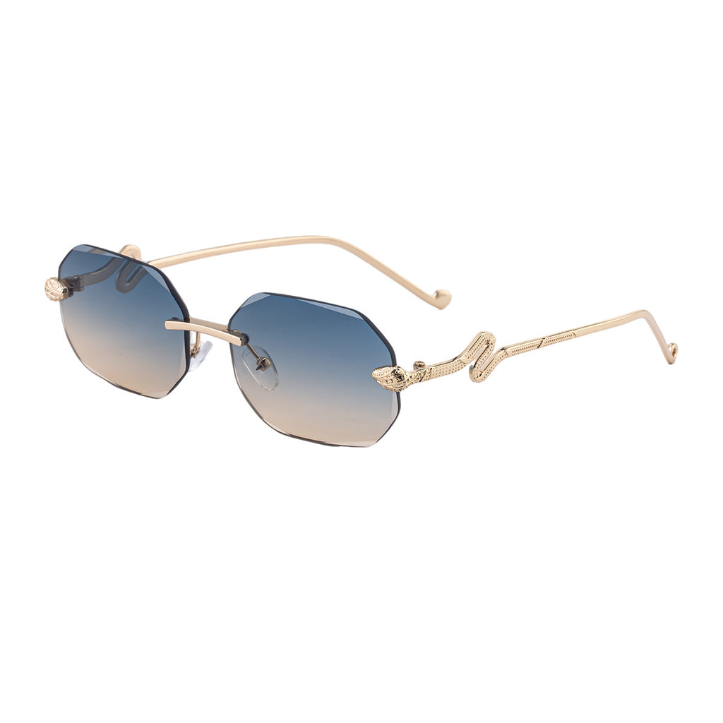 Rimless Octagon Sunglasses With Serpent Arms - C9
