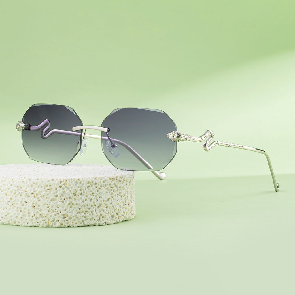 Rimless Octagon Sunglasses With Serpent Arms - view 1