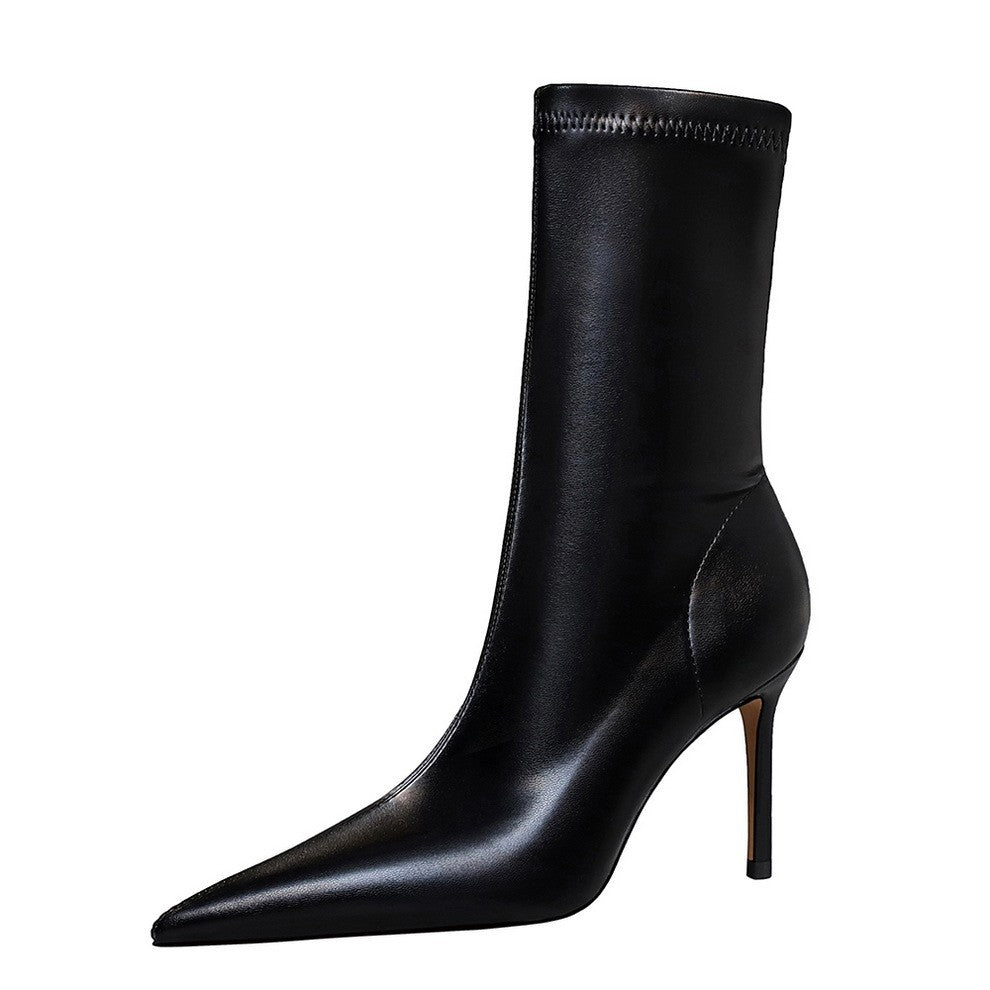 Pointed Toe Stiletto Sock Ankle Boots