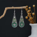 Boho Enamel Daisy Teardrop Dangle Earrings - C1