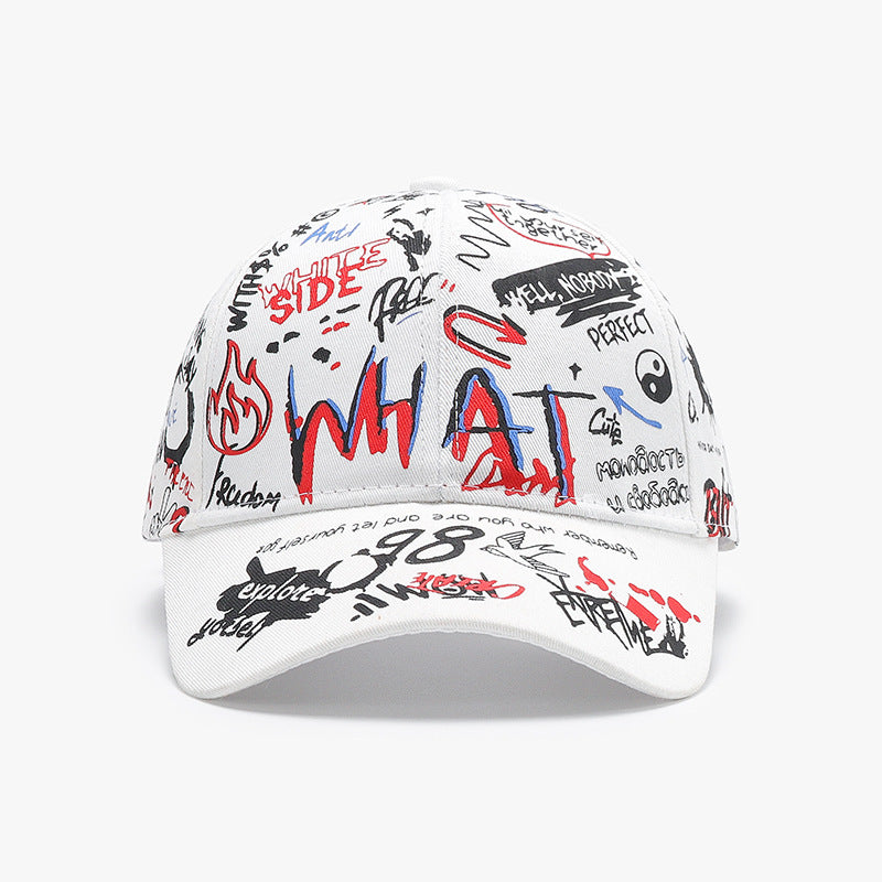 Graffiti Doodle Print Curved Brim Cap - C1