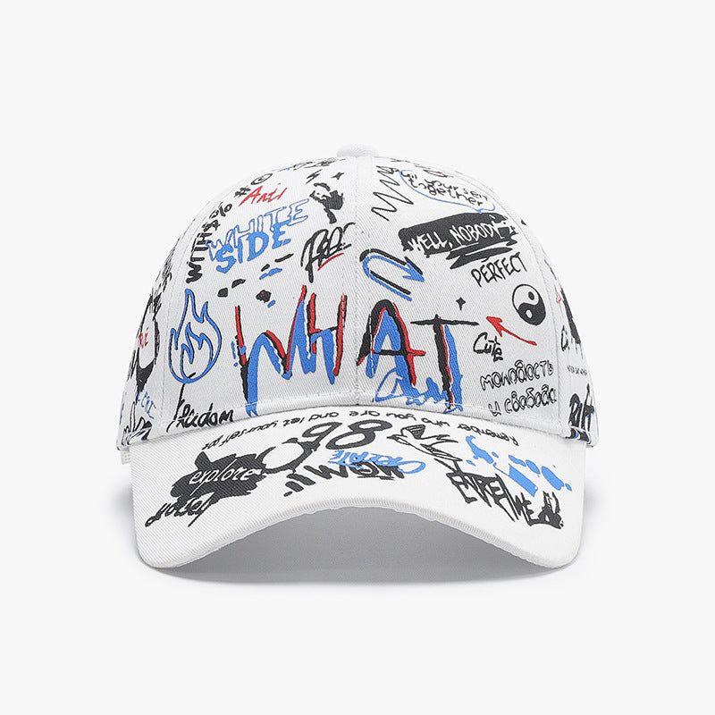Graffiti Doodle Print Curved Brim Cap - C2