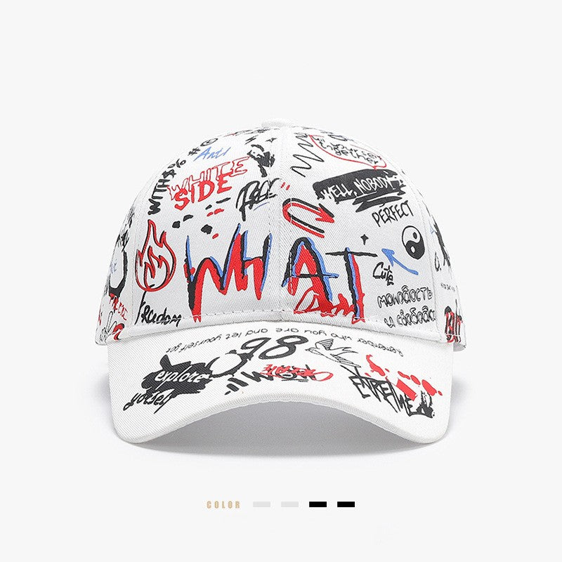 Graffiti Doodle Print Curved Brim Cap