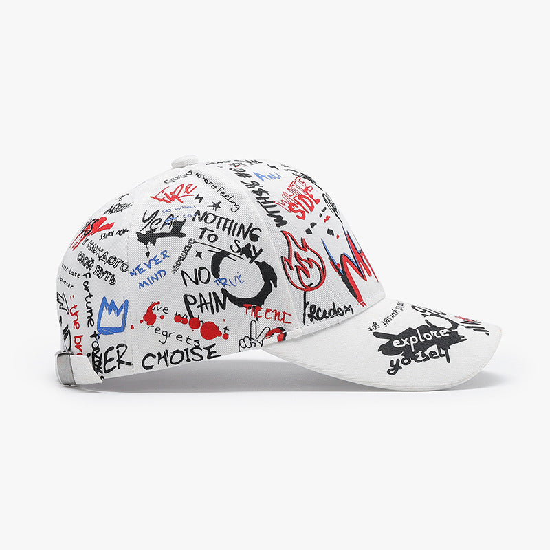 Graffiti Doodle Print Curved Brim Cap - view 1