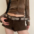 Studded Animal Print Western Belt - Color_01