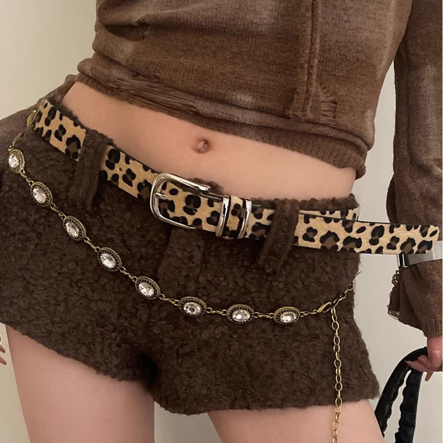 Studded Animal Print Western Belt