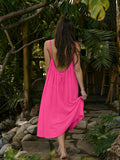 Open Back Cami Maxi Dress for Beach Days - Fuchsia