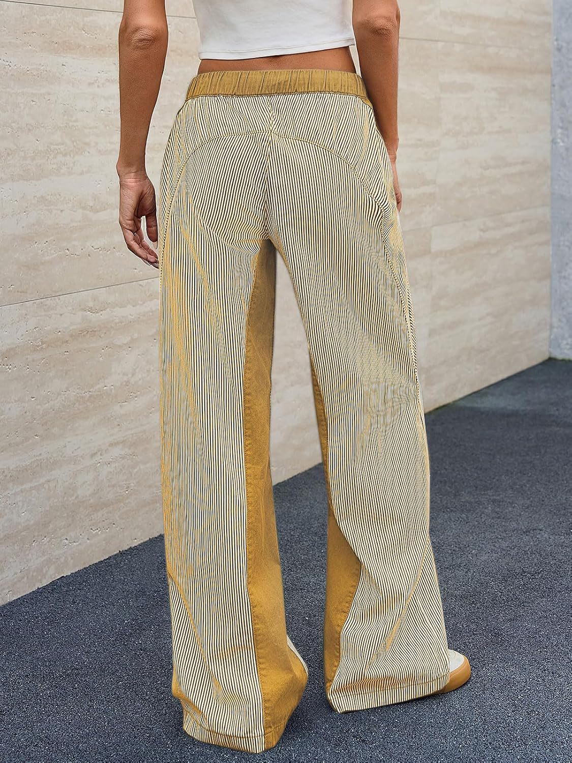 Pinstripe Panelled Wide Leg Drawstring Pants - view 2
