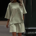 Oversized Pocket Tee And Shorts Lounge Set - ArmyGreen