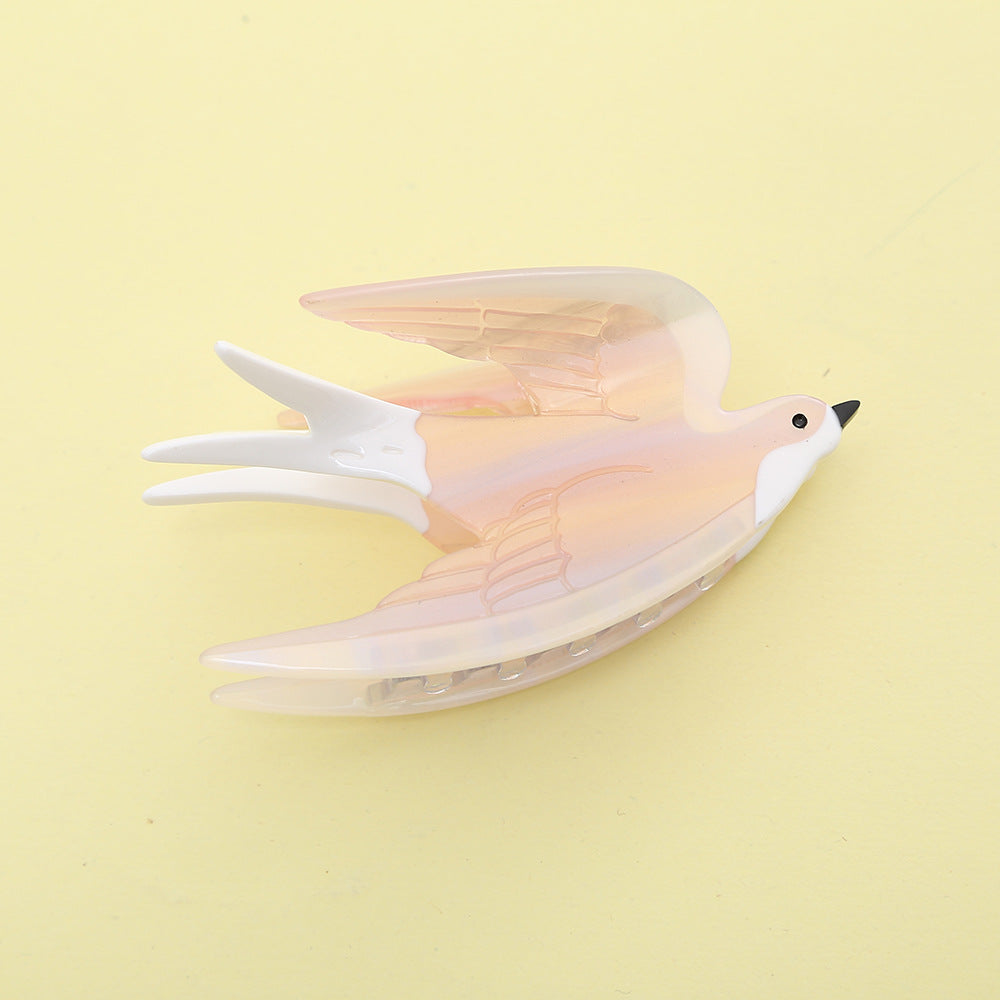Whimsical Bird And Puppy Hair Claw Clip - Pink