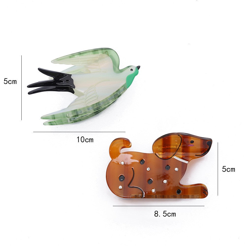 Whimsical Bird And Puppy Hair Claw Clip - view 1