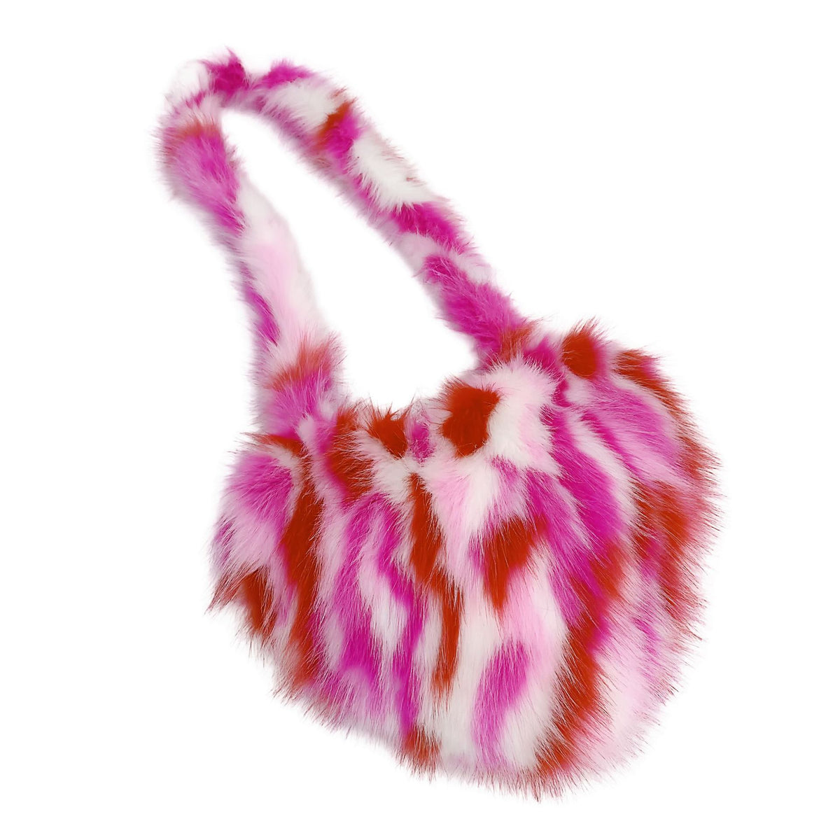 Plush Heart Shoulder Bag With Magnetic Closure - Pink - 1