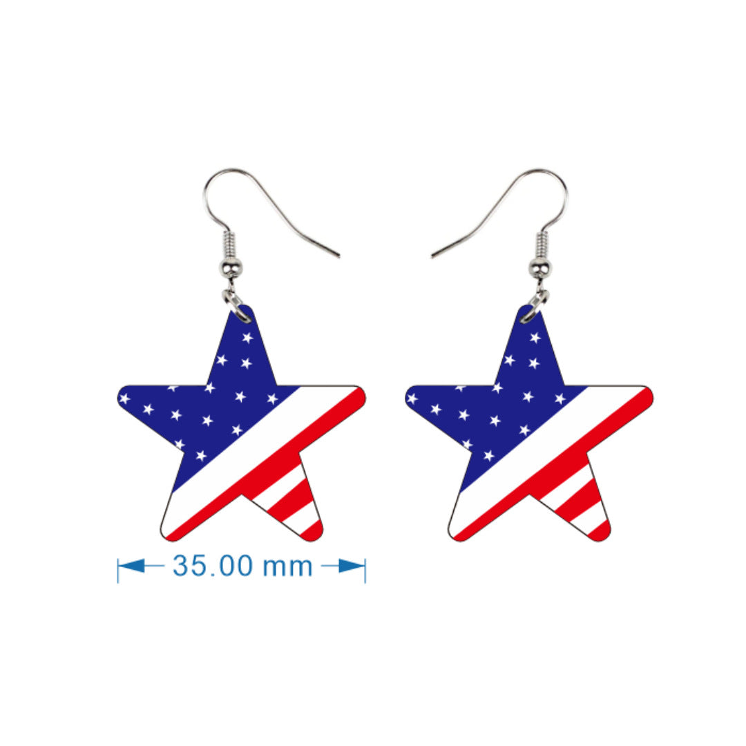 Patriotic Stars and Stripes Dangle Earrings - NO-1