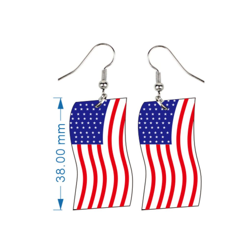 Patriotic Stars and Stripes Dangle Earrings - NO-2