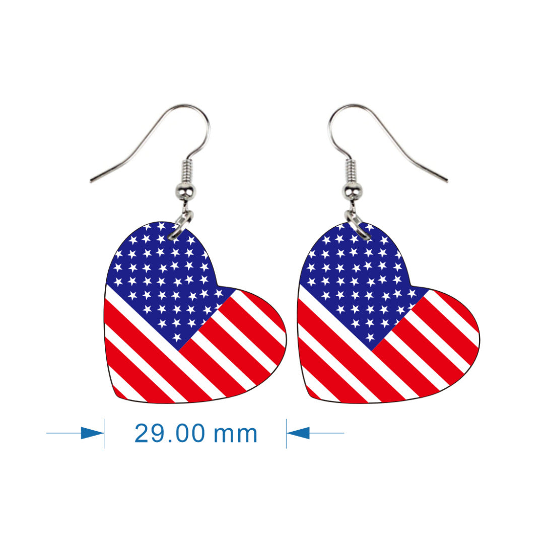 Patriotic Stars and Stripes Dangle Earrings - NO-3
