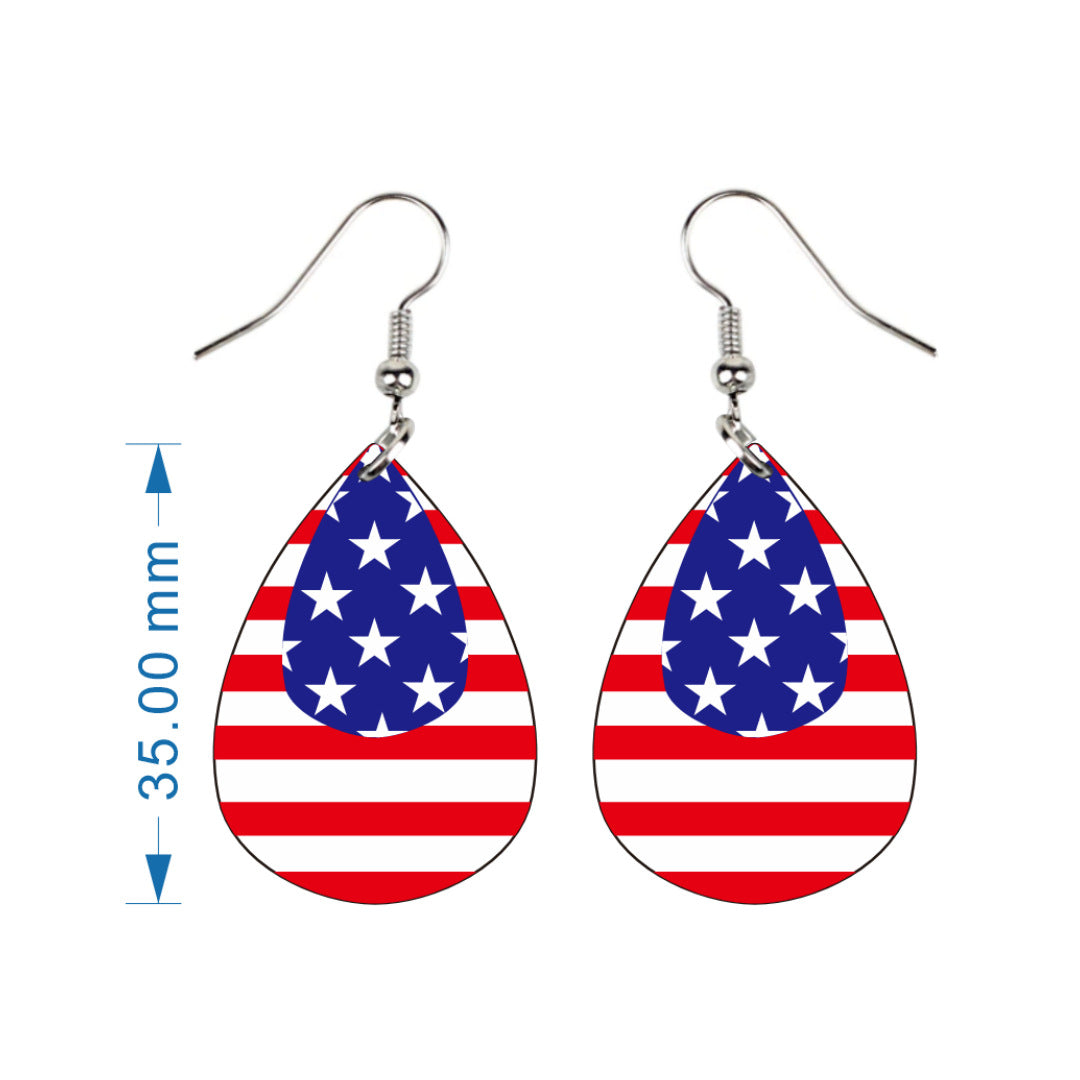 Patriotic Stars and Stripes Dangle Earrings - NO-4