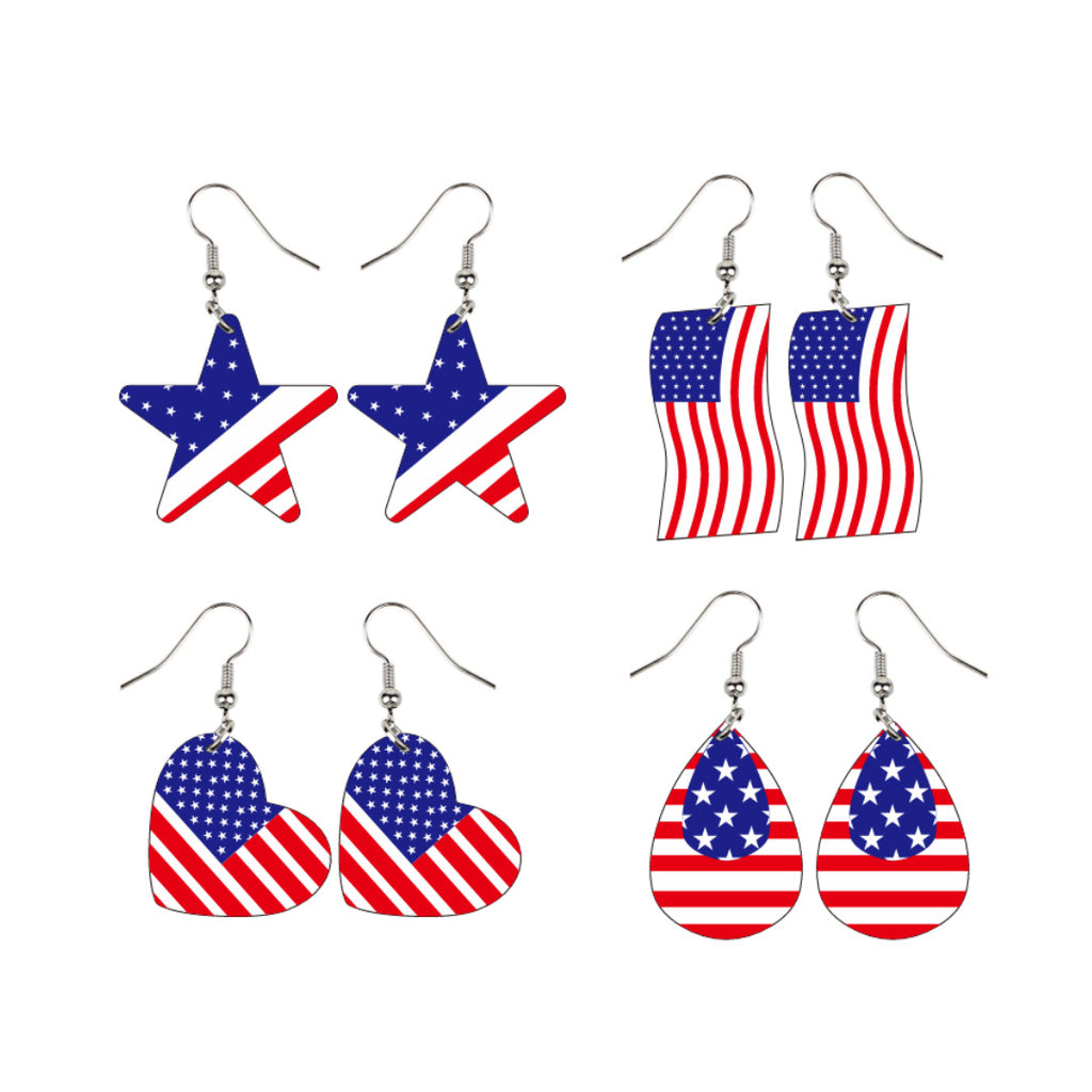 Patriotic Stars and Stripes Dangle Earrings