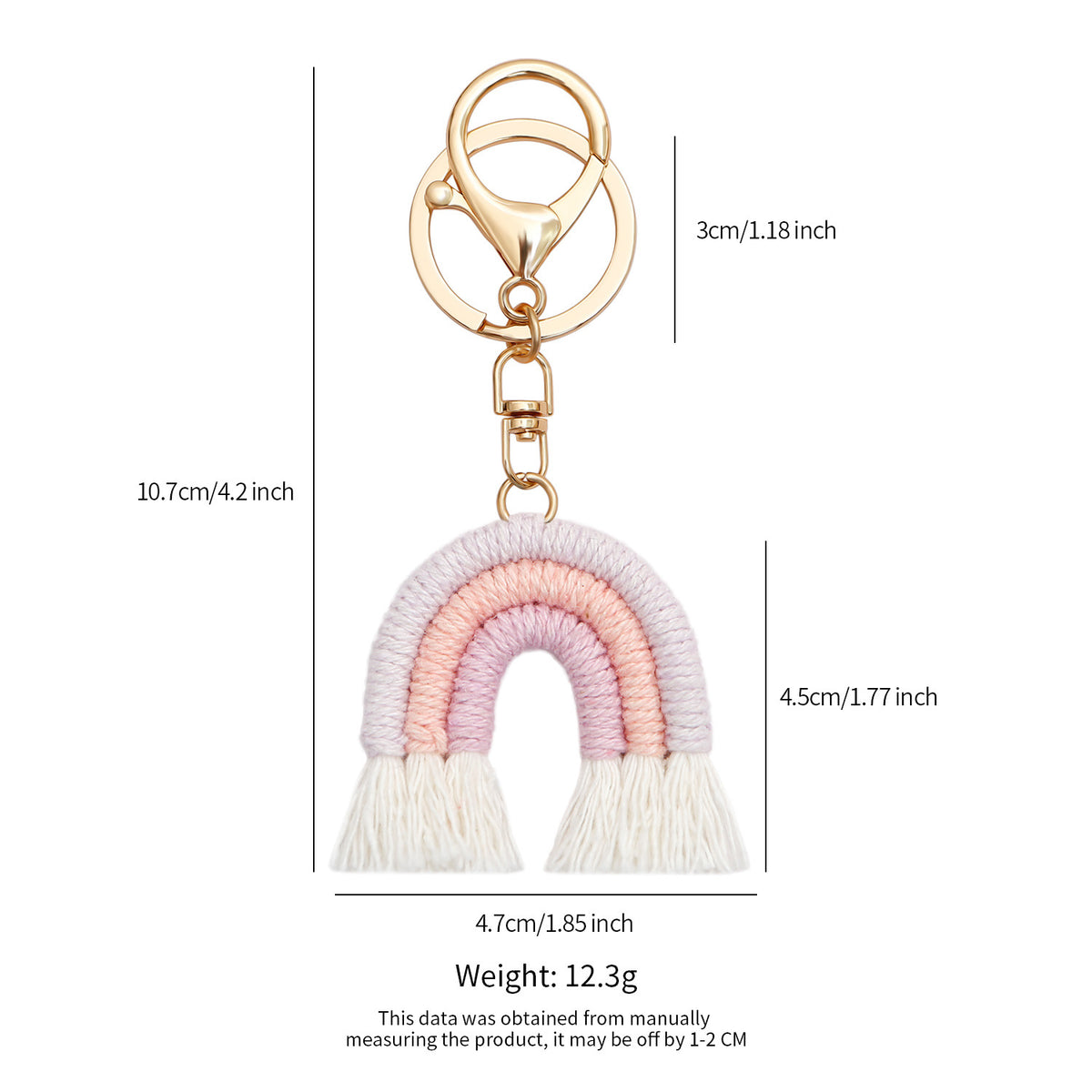 Pastel Woven Rainbow Tassel Keyring - Purple
