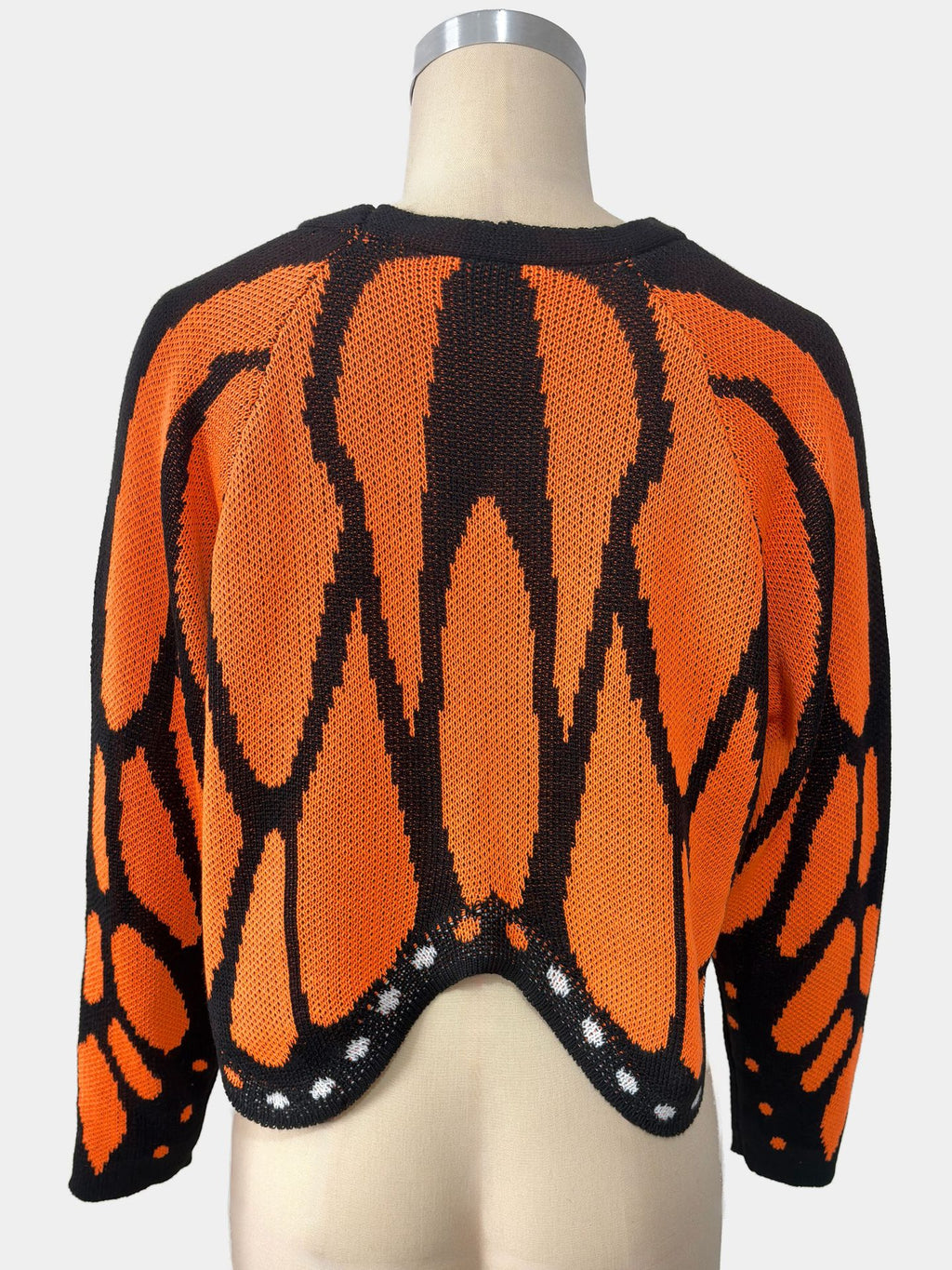 Butterfly Wing Knit Cardigan With Scalloped Hem - Orange - 3