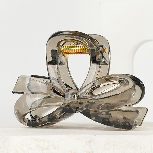 Layered Double Bow Hair Claw Clip - Ash