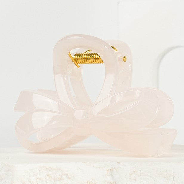 Layered Double Bow Hair Claw Clip - Shell