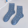 Textured Floral Jacquard Crew Socks - Color_1