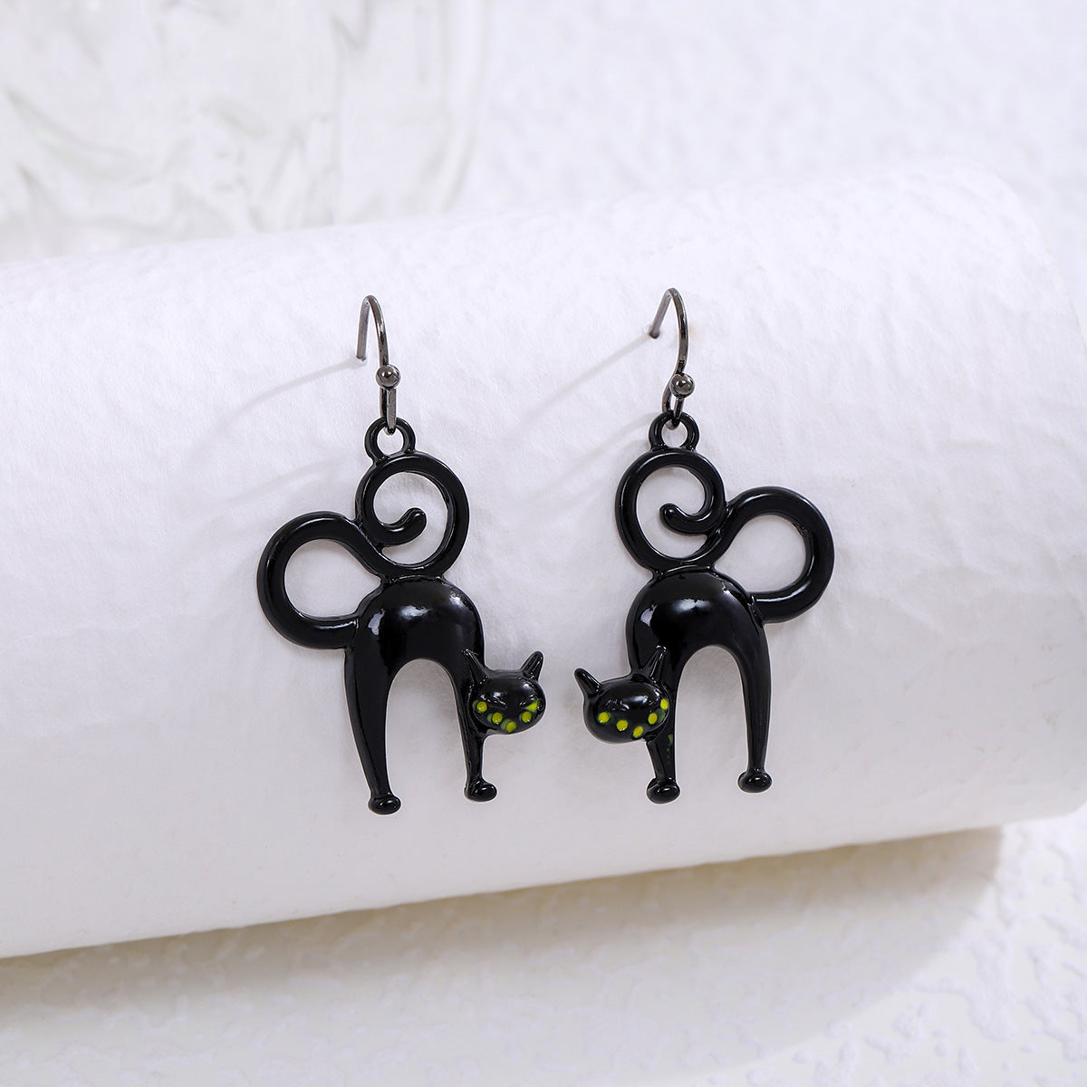 Spooky Cat And Spider Dangle Earrings - Cat - 2