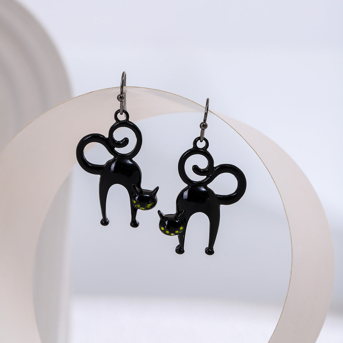 Spooky Cat And Spider Dangle Earrings - Cat - 3