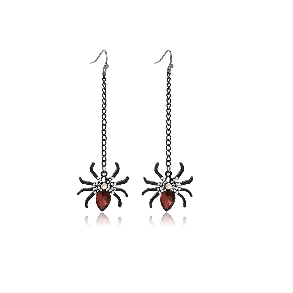 Spooky Cat And Spider Dangle Earrings - Spider