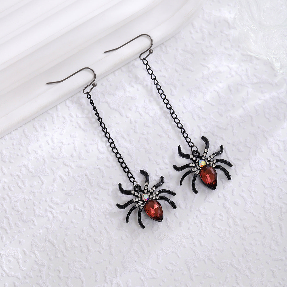 Spooky Cat And Spider Dangle Earrings - Spider - 1