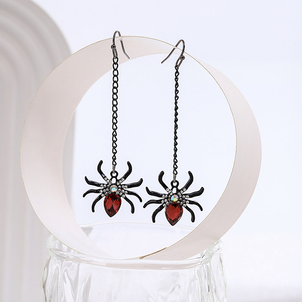 Spooky Cat And Spider Dangle Earrings - Spider - 2