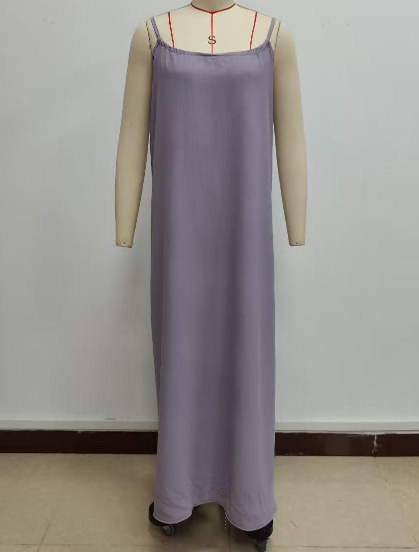Low Back Tie Strap Maxi Sundress - Purple