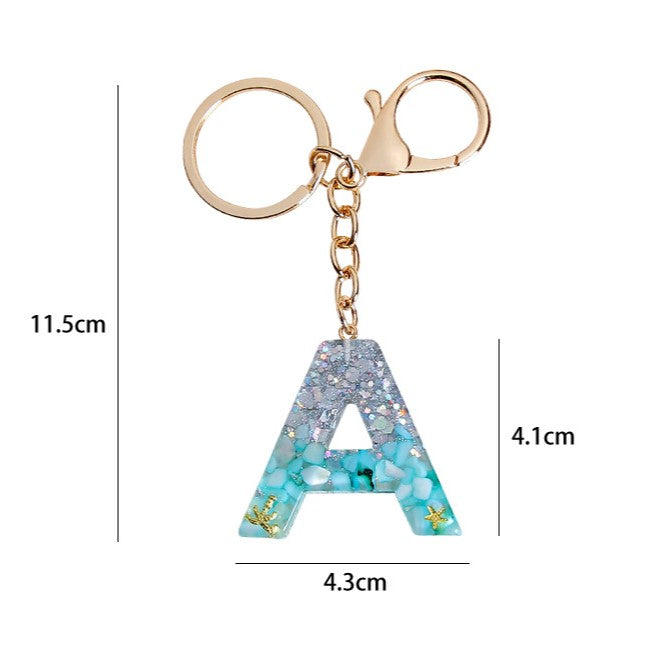Glitter Resin Initial Letter Keychain - A - 1