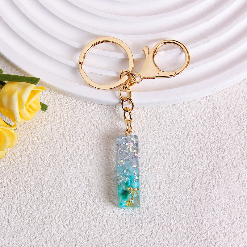 Glitter Resin Initial Letter Keychain - I