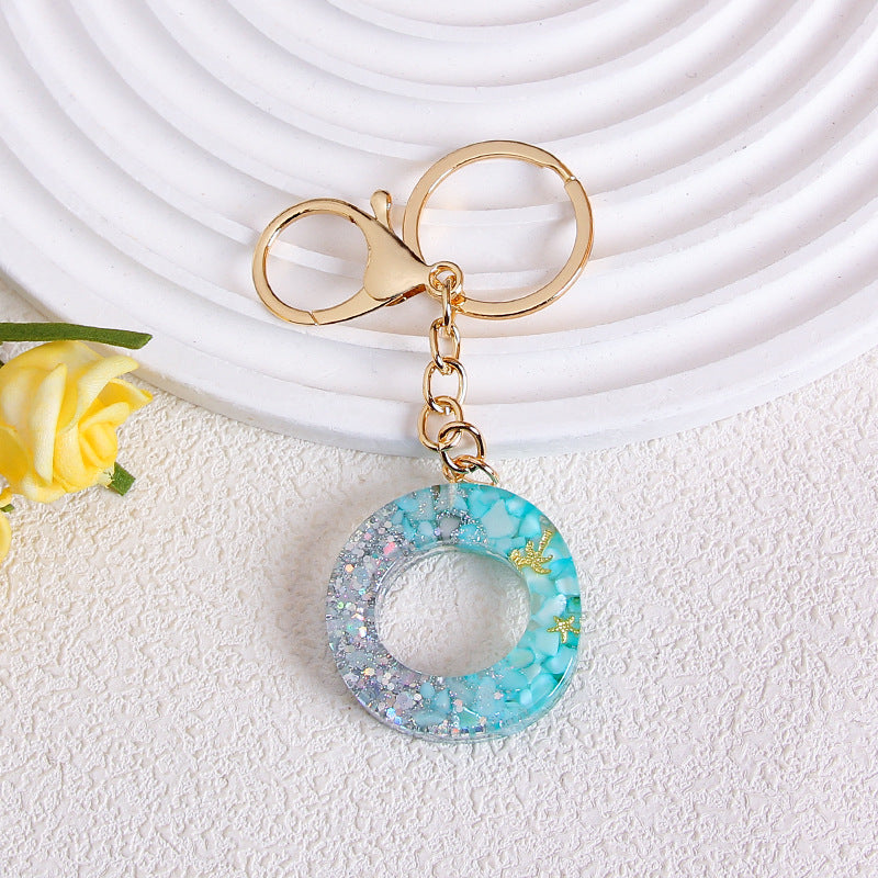 Glitter Resin Initial Letter Keychain - O