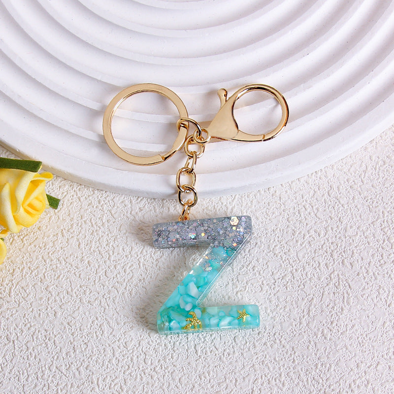 Glitter Resin Initial Letter Keychain - Z