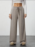 Brushed Knit Wide Leg Lounge Pants - Coffee