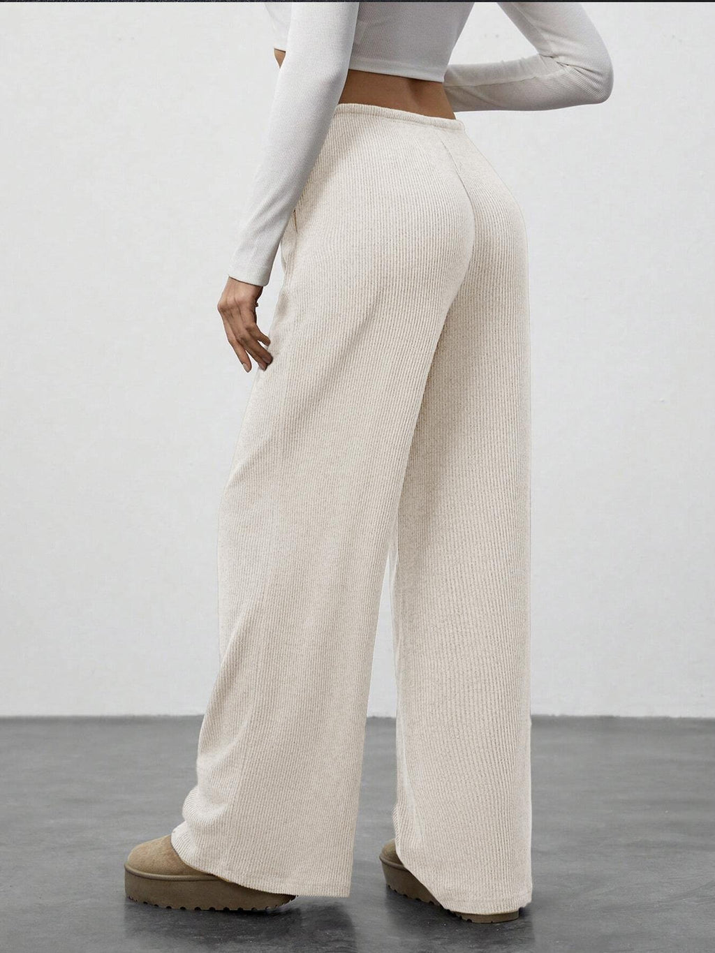 Brushed Knit Wide Leg Lounge Pants