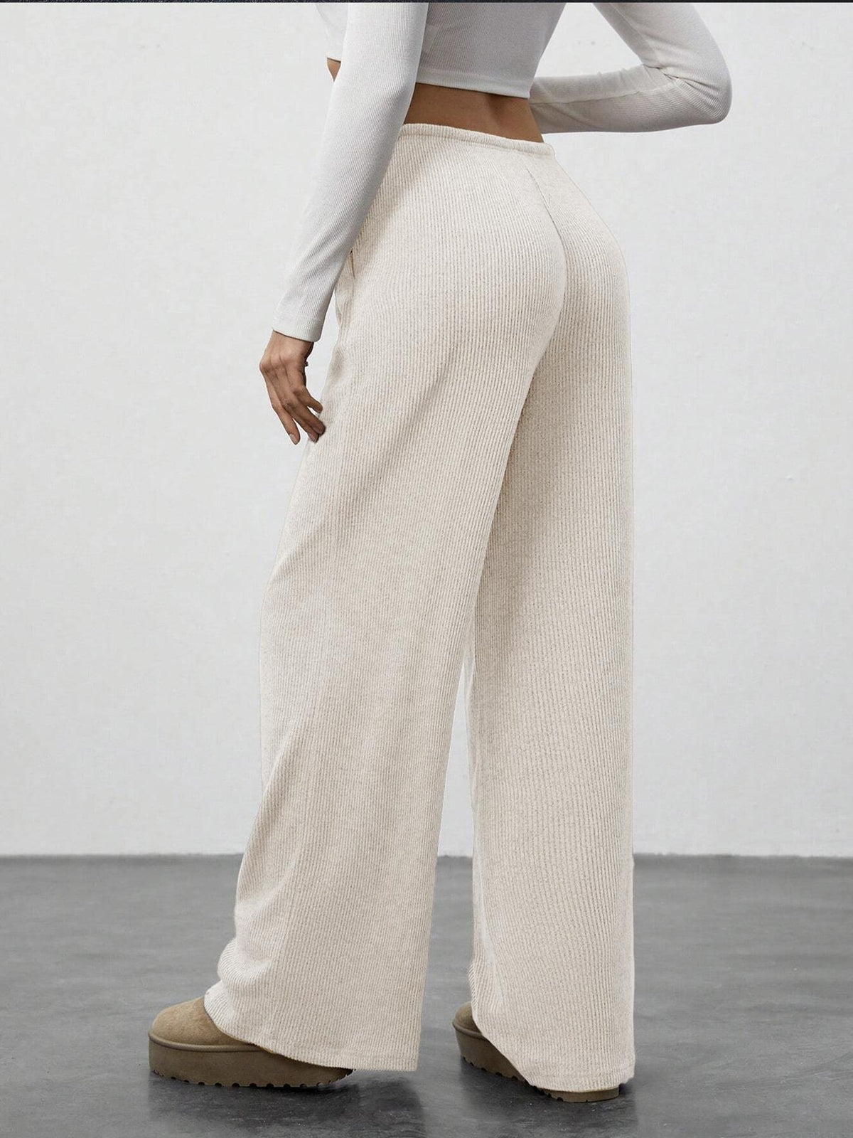 Brushed Knit Wide Leg Lounge Pants