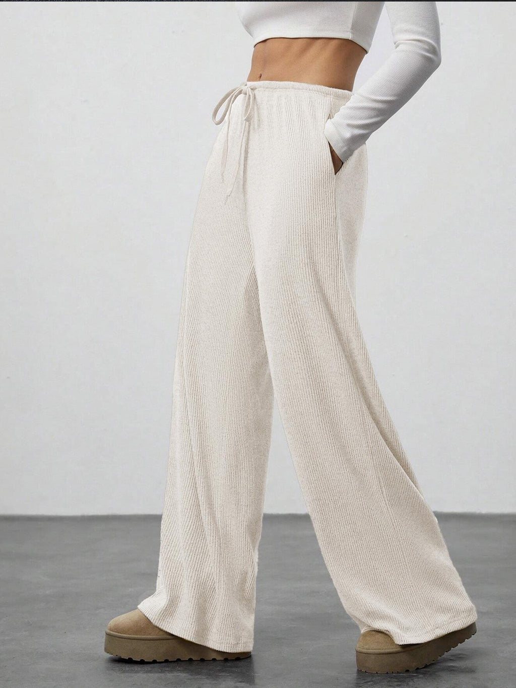 Brushed Knit Wide Leg Lounge Pants - view 1