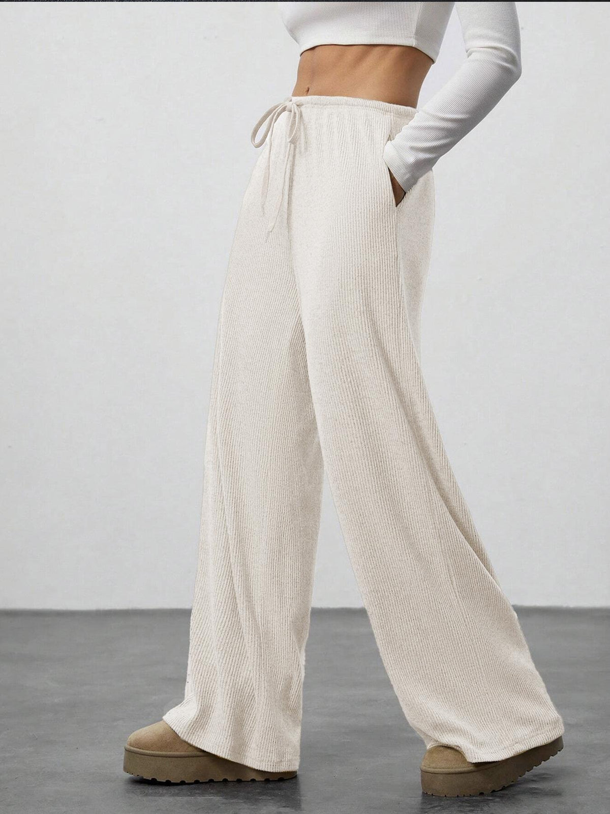Brushed Knit Wide Leg Lounge Pants - view 1