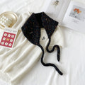 Speckled Knit Tie-Up Ear Warmer Kerchief - Black