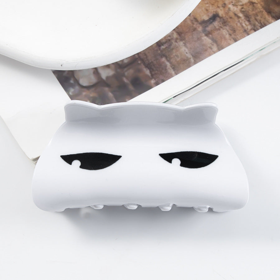 Minimalist Cat Face Claw Clip - White