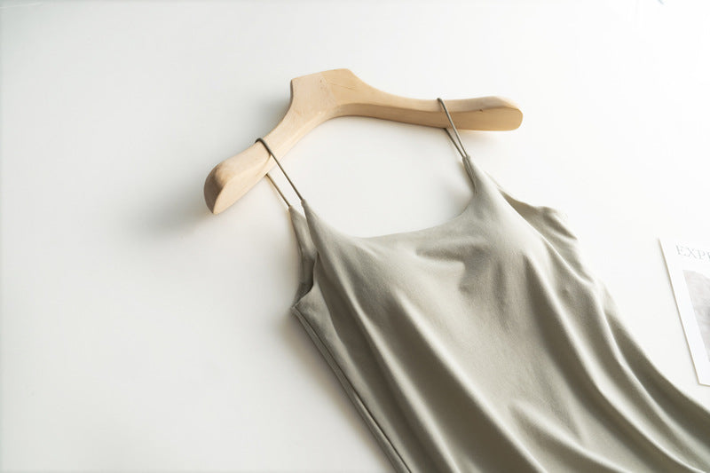 Silky Built In Bra Camisole Tank - sage - 3