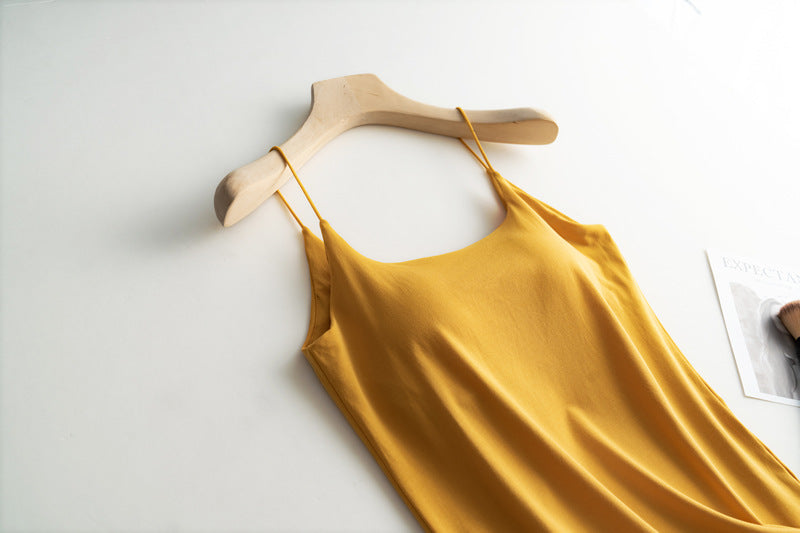 Silky Built In Bra Camisole Tank - yellow - 2