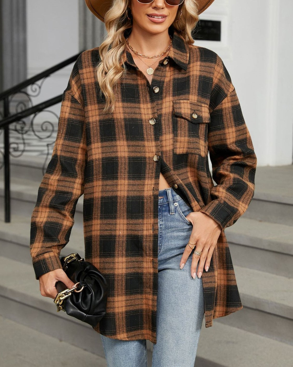 Vintage Check Longline Button Down Shirt